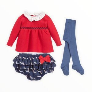 TUTTO PICOLLO | Red & Navy | Knit Sweater Set